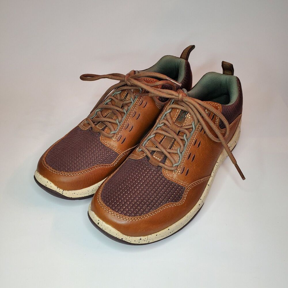 LL Bean Womens 9 M Brown Leather Mesh Trail Walking Shoes 503165 Speckled Midsol